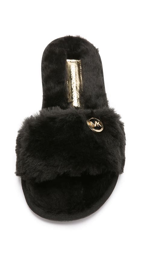 men michael kors slippers|Michael Kors black fuzzy slipper.